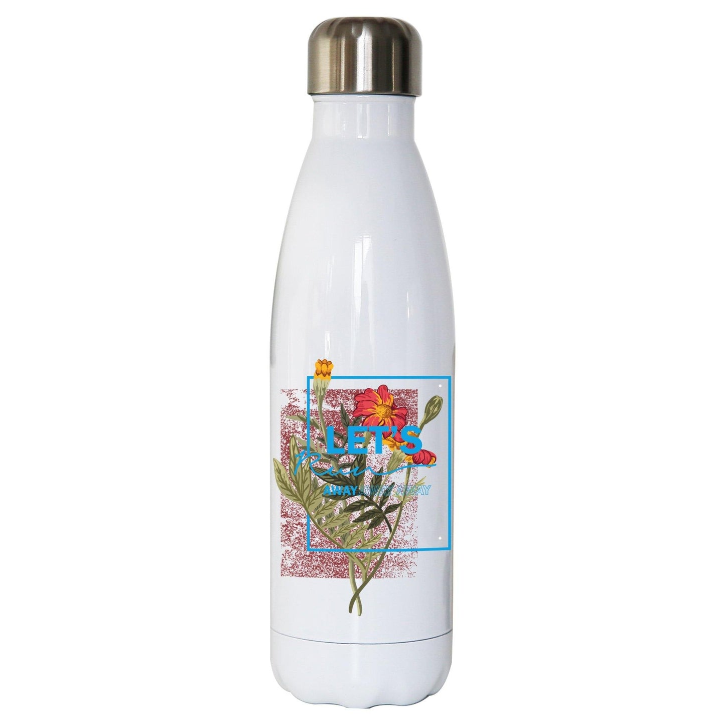 Flower illustration abstract design water bottle stainless steel reusable