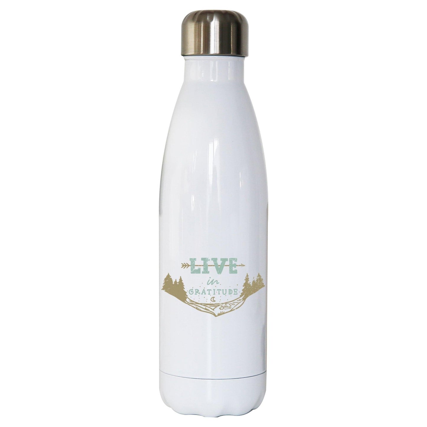 Live in gratitude inspirational motivational graphic design water bottle stainless steel reusable