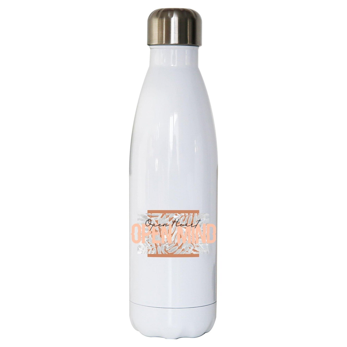 Open heart abstract art design water bottle stainless steel reusable