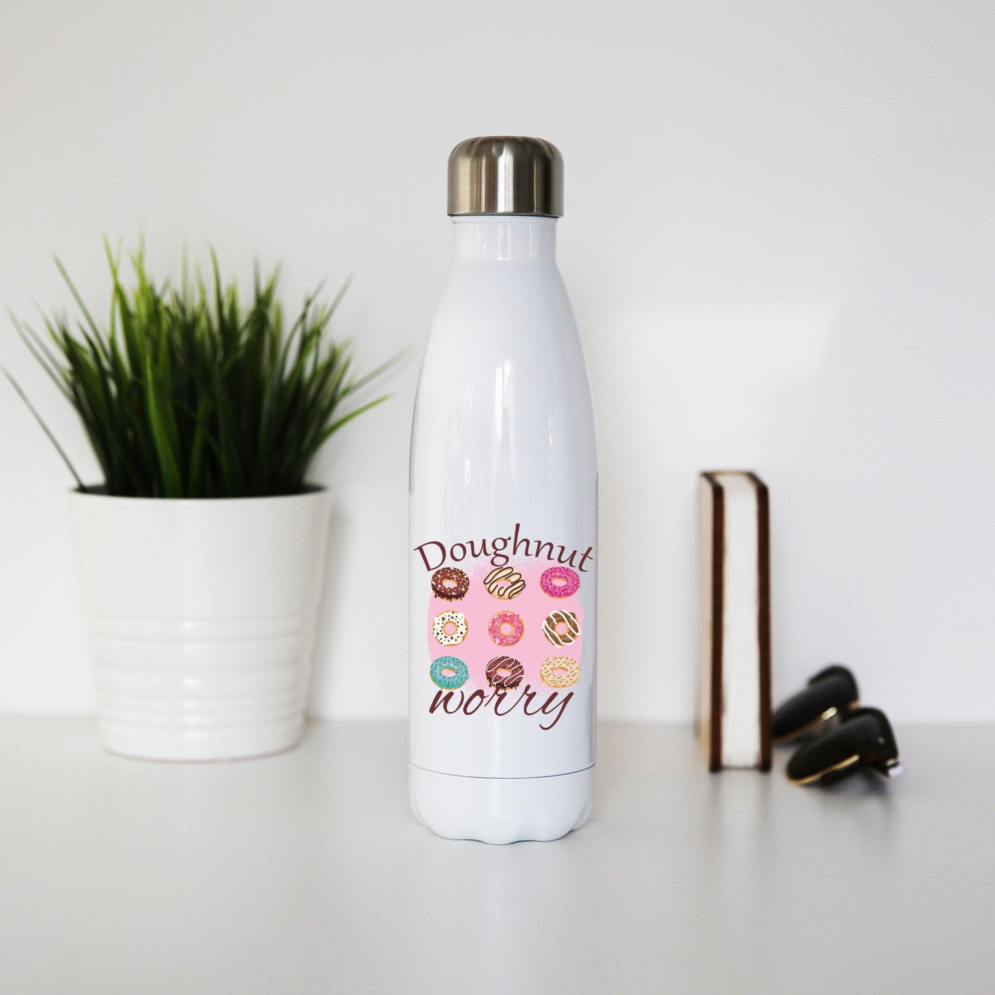 Doughnut worry funny foodie water bottle stainless steel reusable