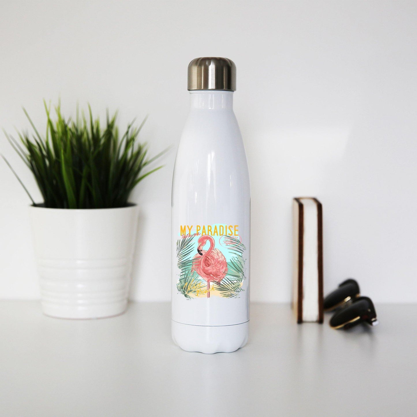 My paradise flamingo illustration water bottle stainless steel reusable