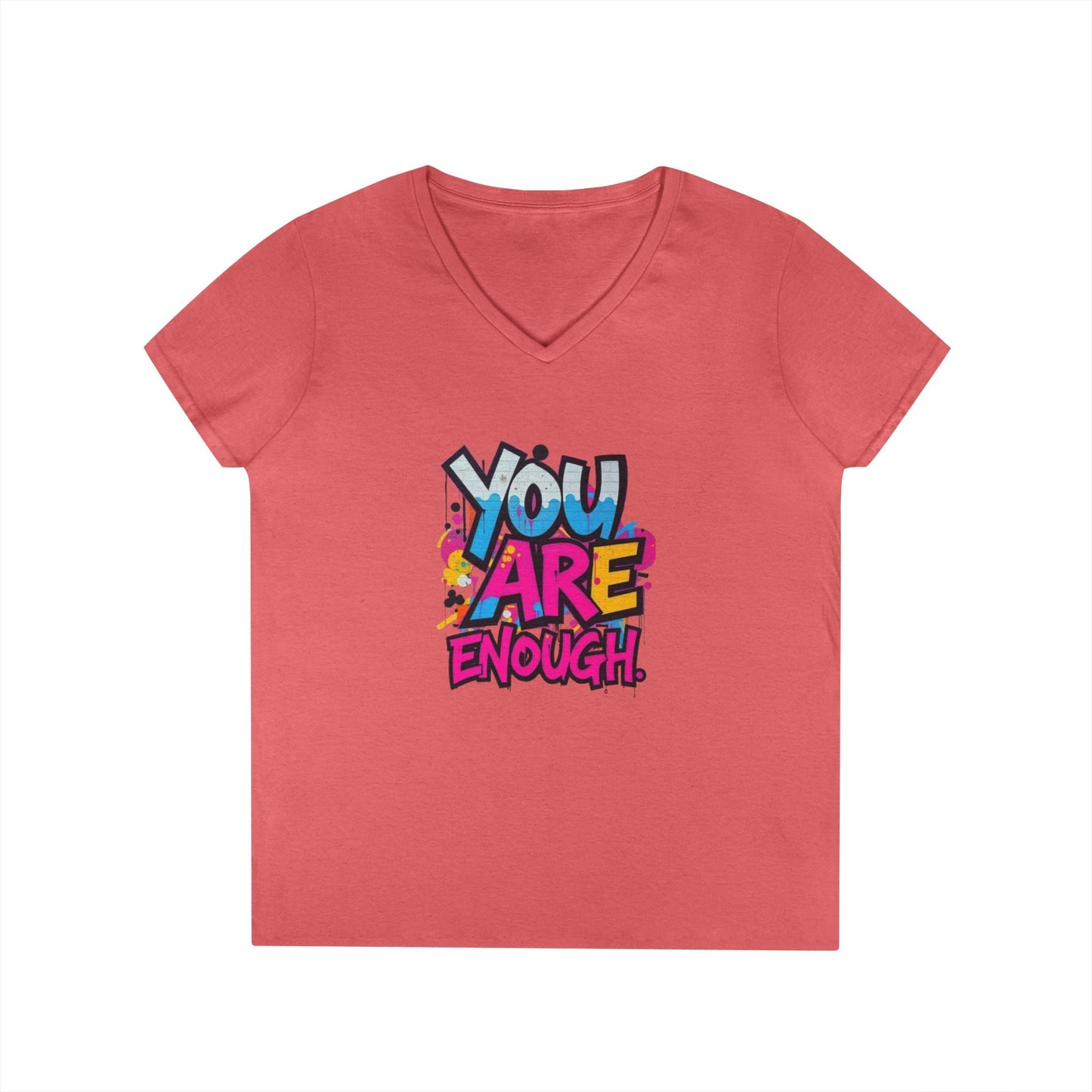You Are Enough Ladies' V-Neck T-Shirt - Inspirational Graphic Tee
