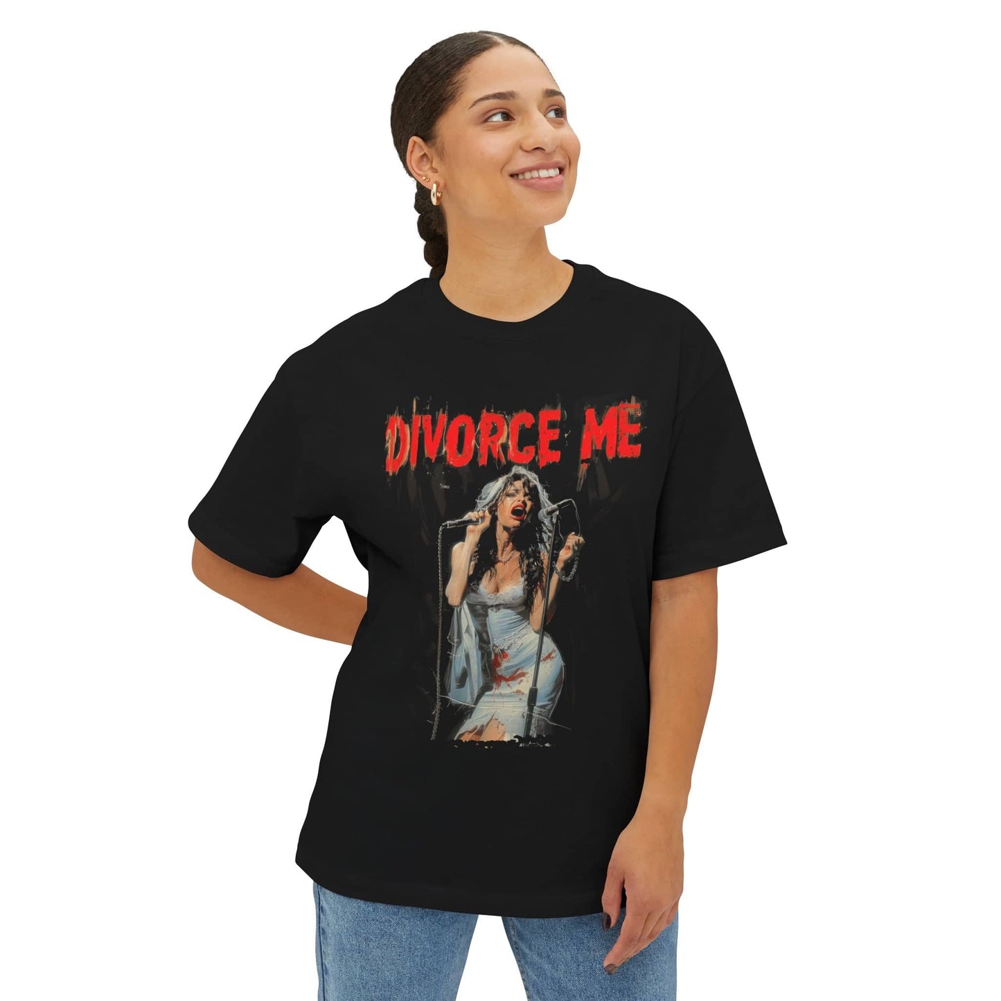 Divorce Me Unisex Oversized Boxy Tee Bold Graphic Statement Shirt