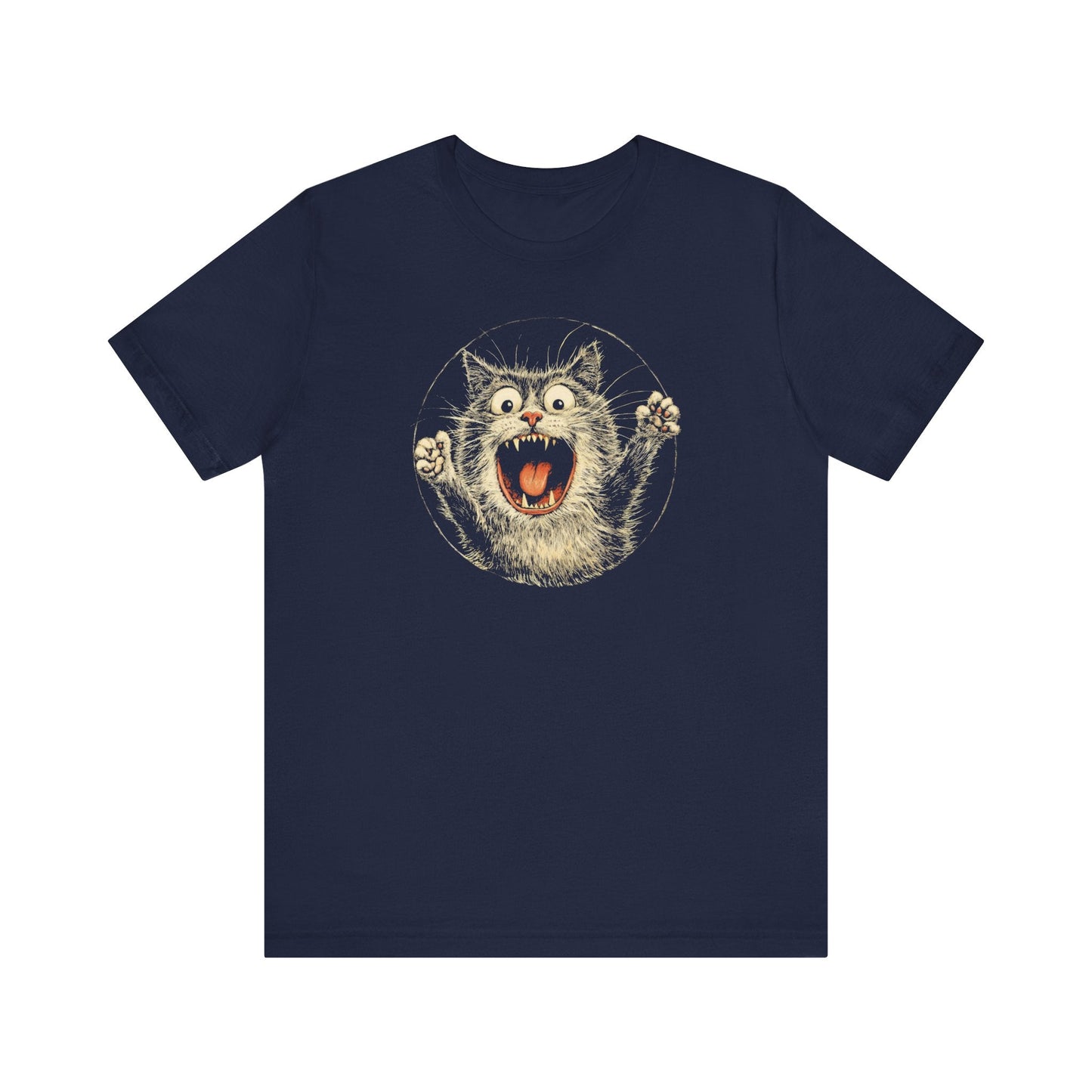 Fierce Cat Graphic Tee – Vintage Style Cat Lover Shirt