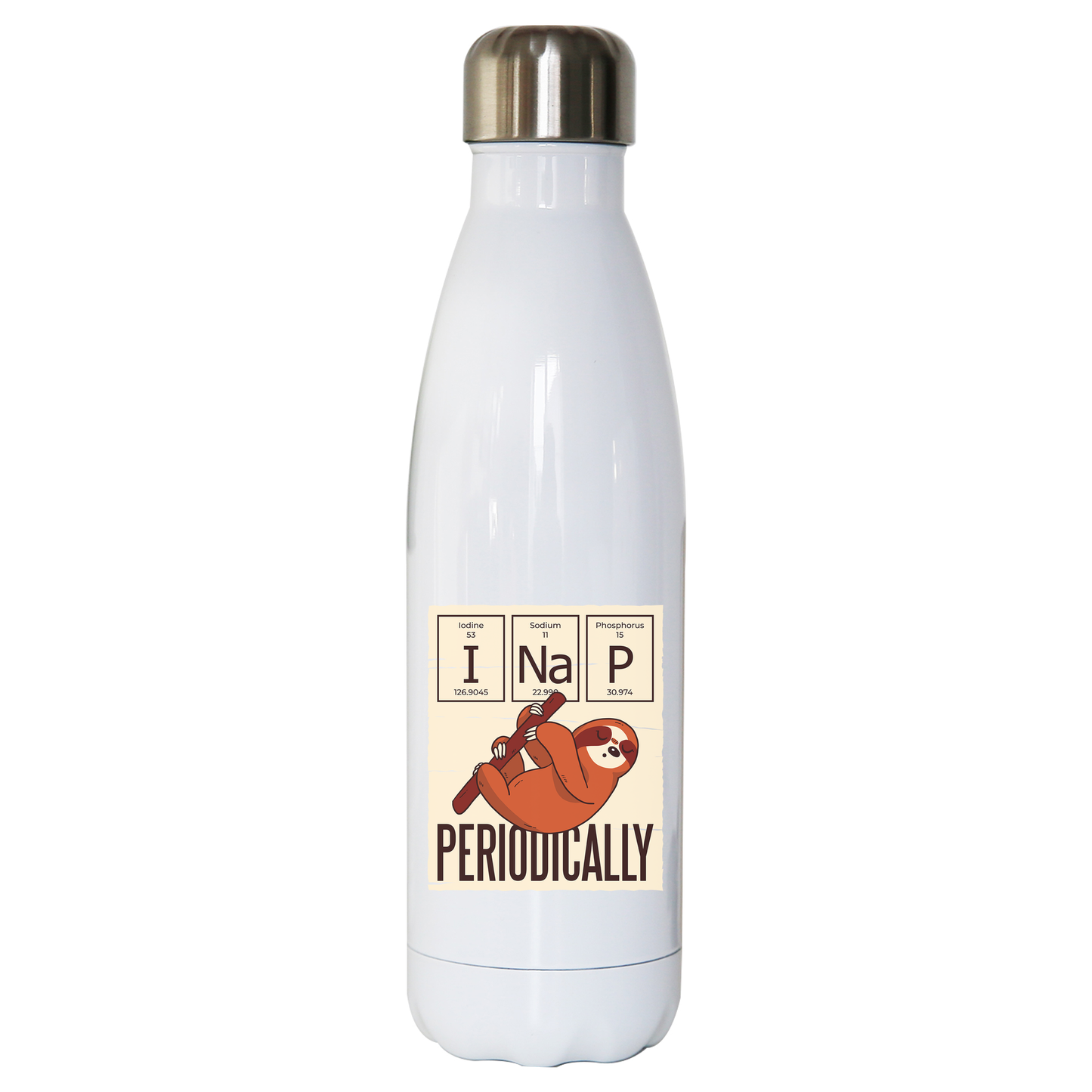 Nap periodically sloth water bottle stainless steel reusable
