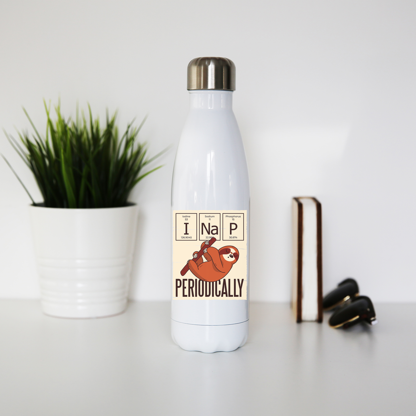 Nap periodically sloth water bottle stainless steel reusable