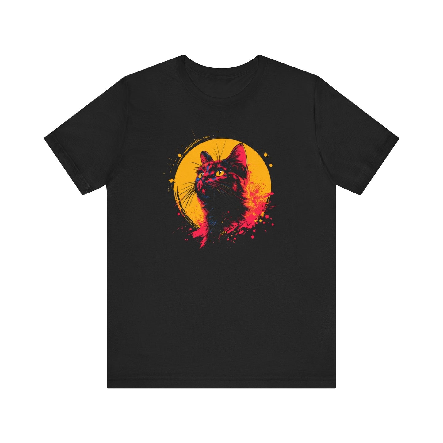 Artistic Cat Graphic Tee Style002