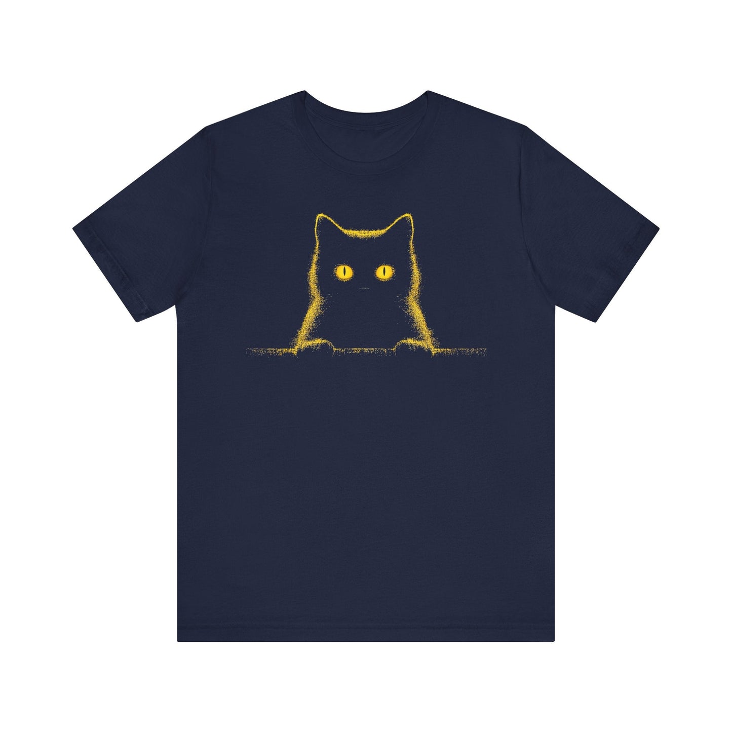 Glowing Eyes Black Cat Graphic Tee – Mysterious Feline Lover Shirt