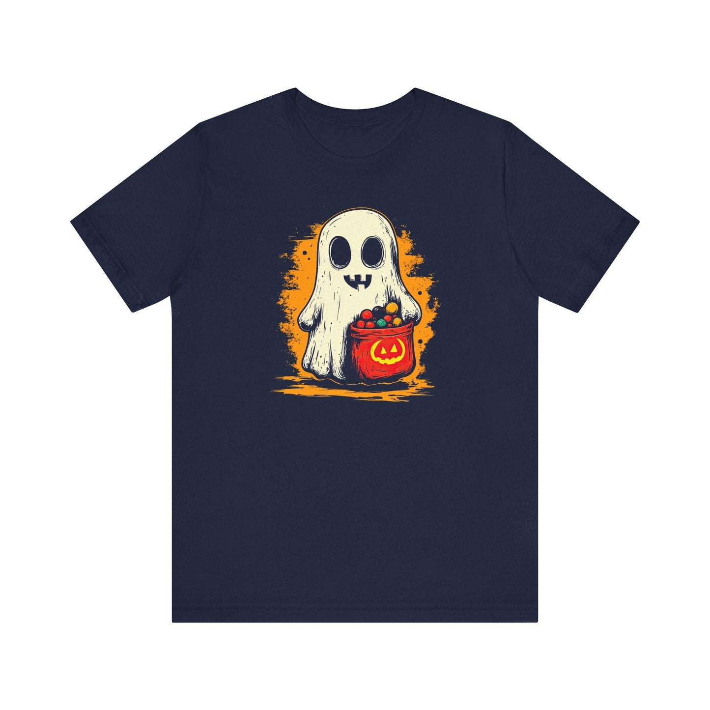 Cute Ghost Halloween Graphic Tee – Spooky Pumpkin Candy Design Shirt
