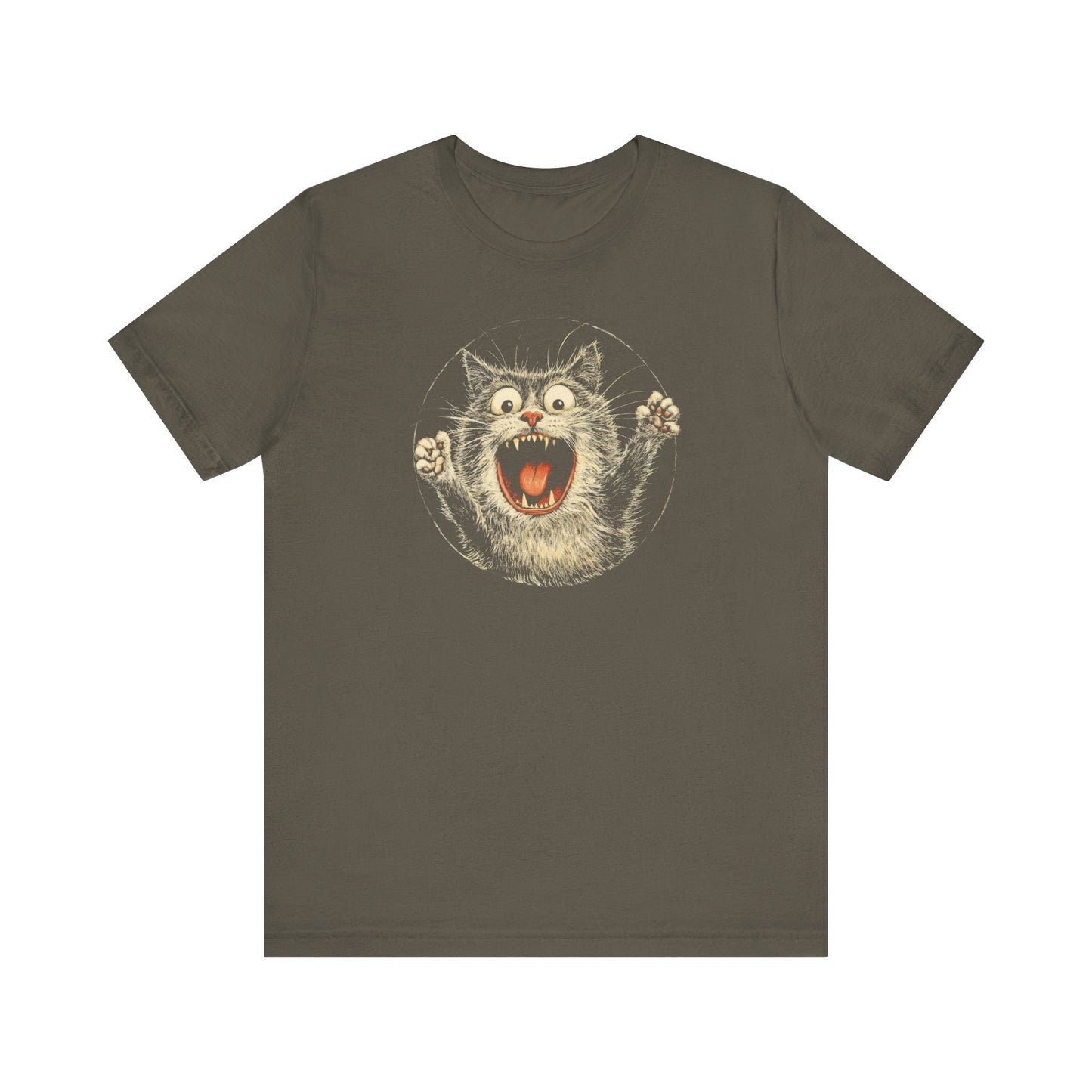 Fierce Cat Graphic Tee – Vintage Style Cat Lover Shirt