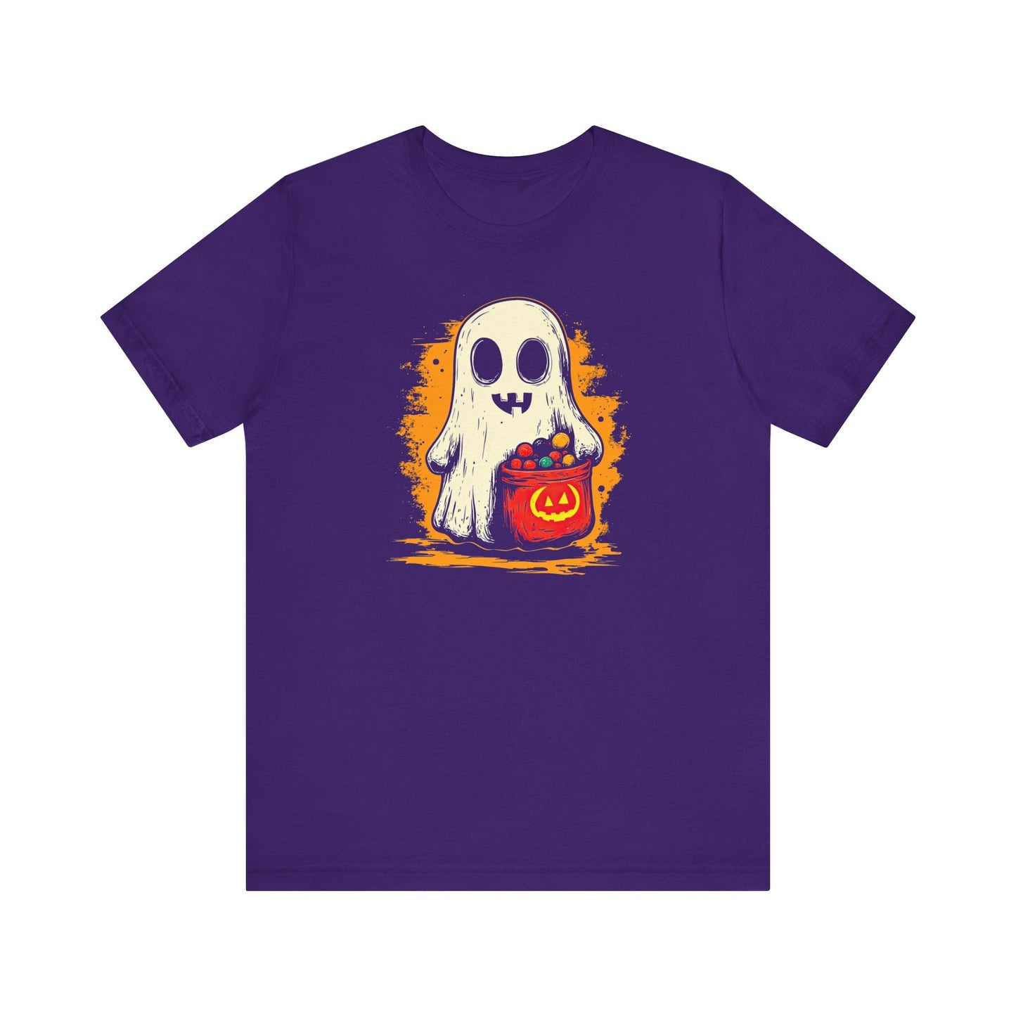 Cute Ghost Halloween Graphic Tee – Spooky Pumpkin Candy Design Shirt