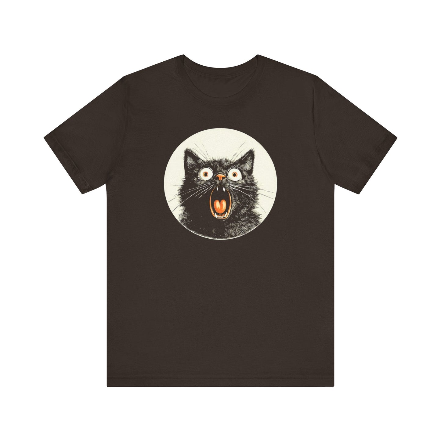 Shocked and Screaming Cat Graphic Tee – Vintage Style Cat Lover Shirt