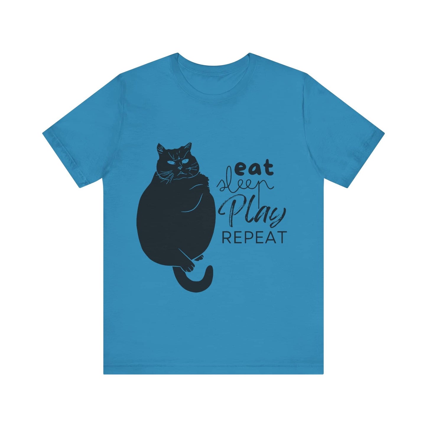 Cat's Daily Mantra - 'Eat Sleep Play Repeat' Casual T-Shirt Unisex Jersey Short Sleeve Tee