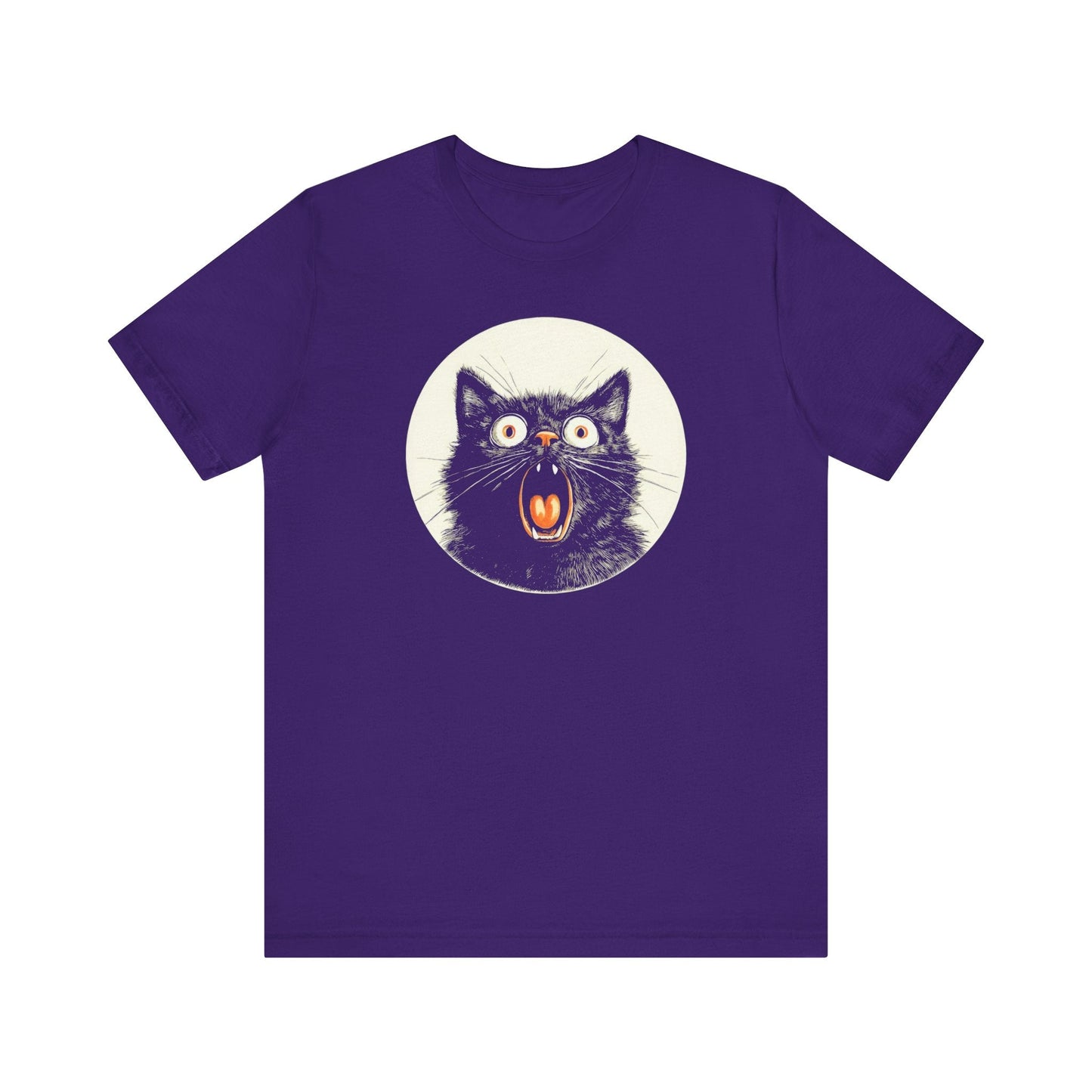 Shocked and Screaming Cat Graphic Tee – Vintage Style Cat Lover Shirt