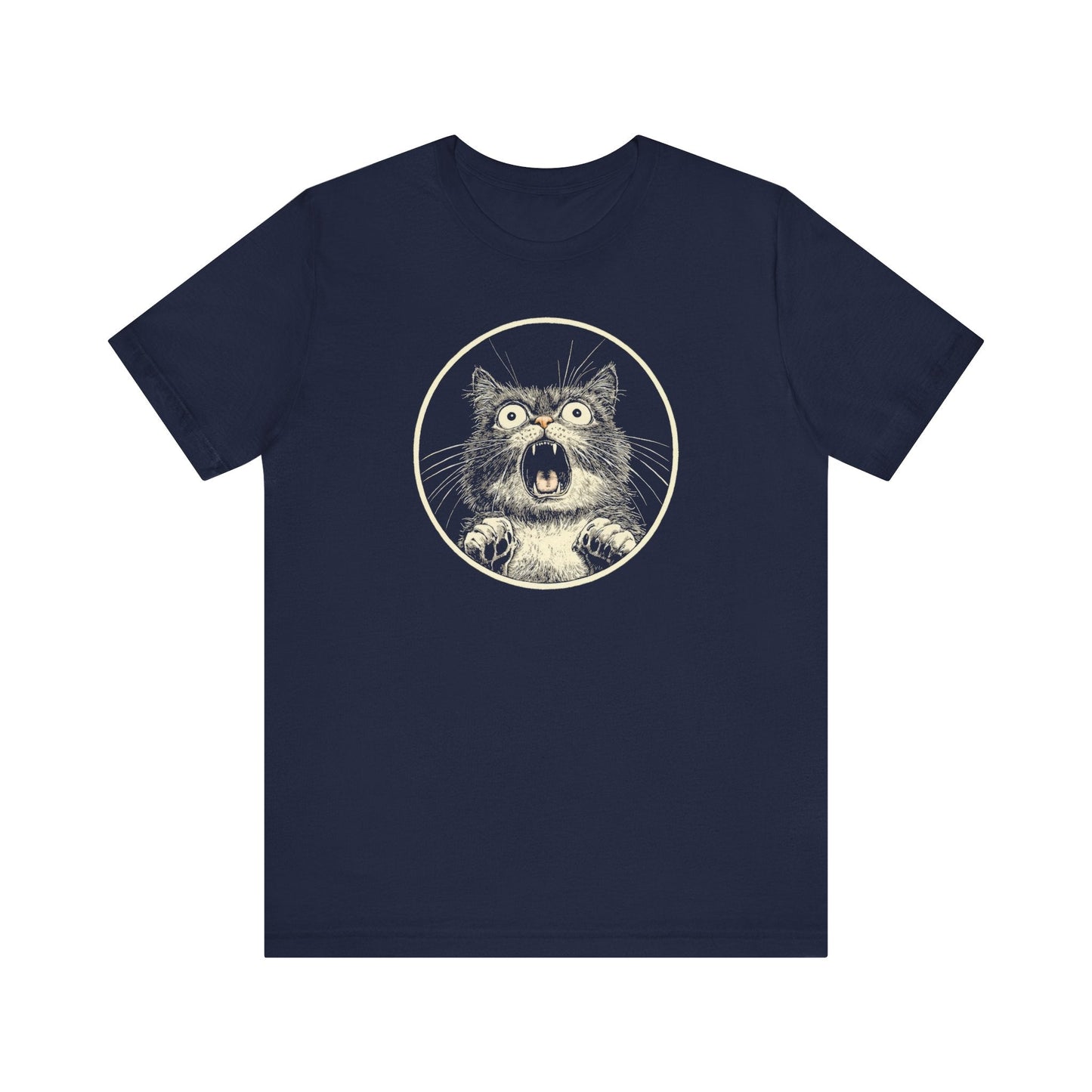 Shocked and Yelling Cat Graphic Tee – Vintage Style Cat Lover Shirt