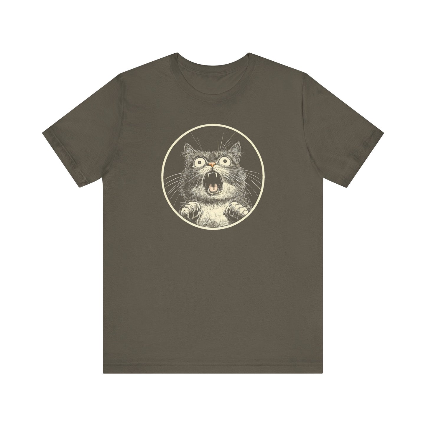 Shocked and Yelling Cat Graphic Tee – Vintage Style Cat Lover Shirt