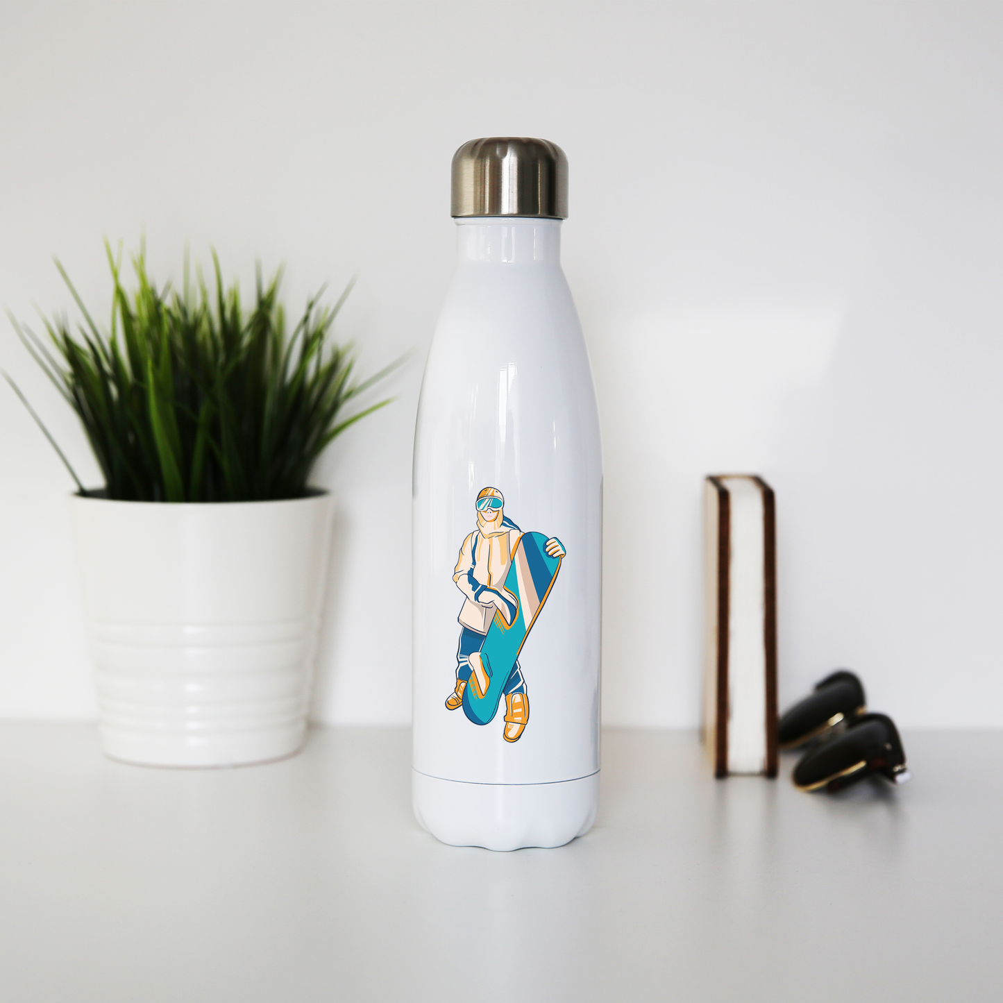 Snowboarder sport water bottle stainless steel reusable