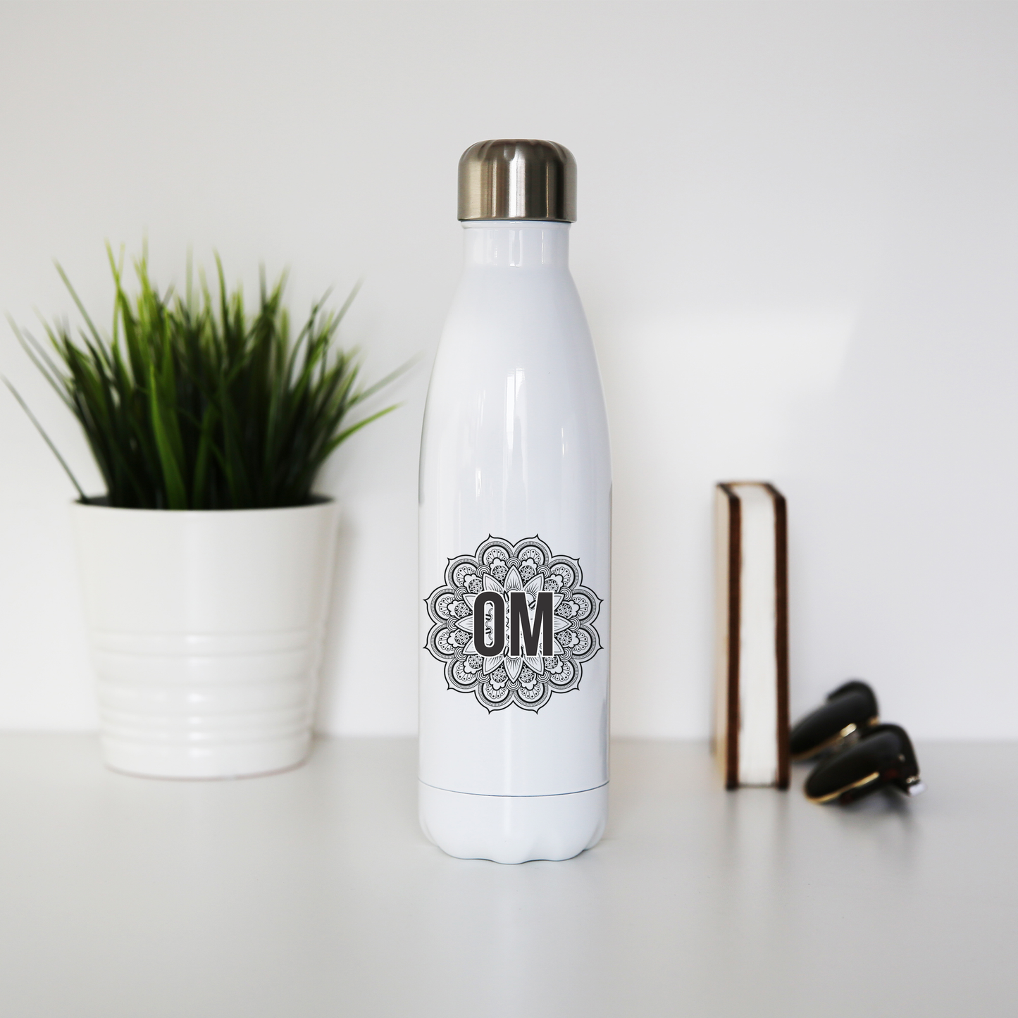 Mandala om ornamental floral water bottle stainless steel reusable