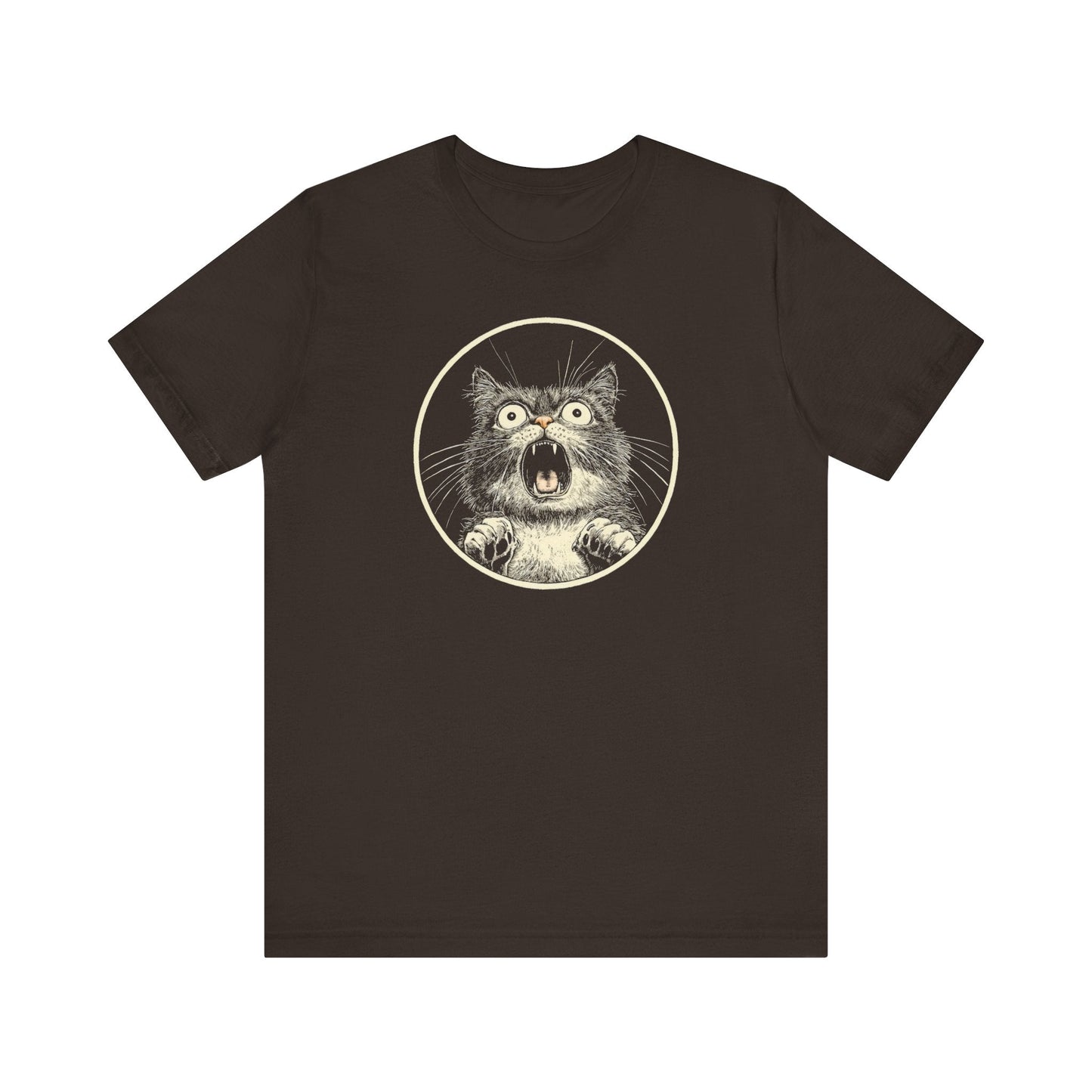 Shocked and Yelling Cat Graphic Tee – Vintage Style Cat Lover Shirt