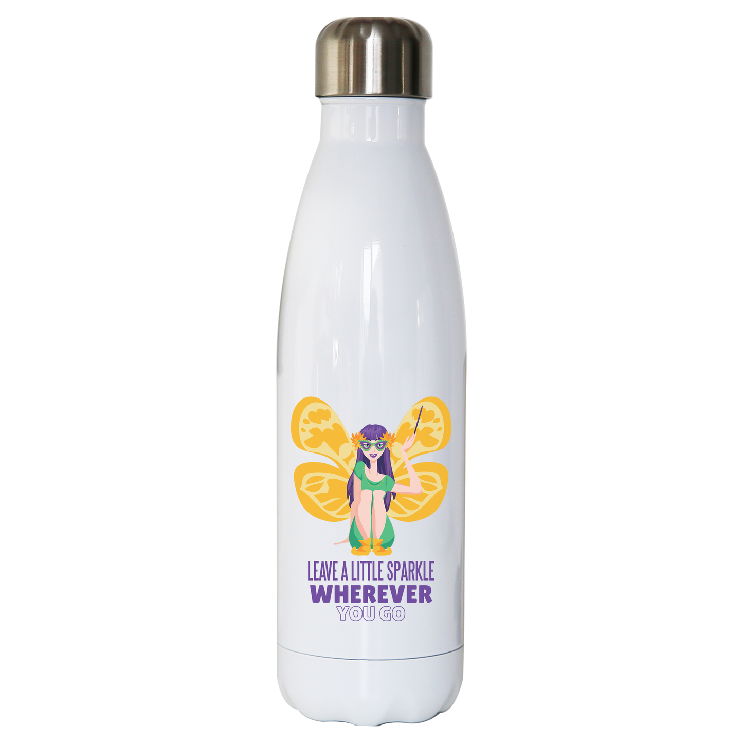 Mardi gras fairy water bottle stainless steel reusable