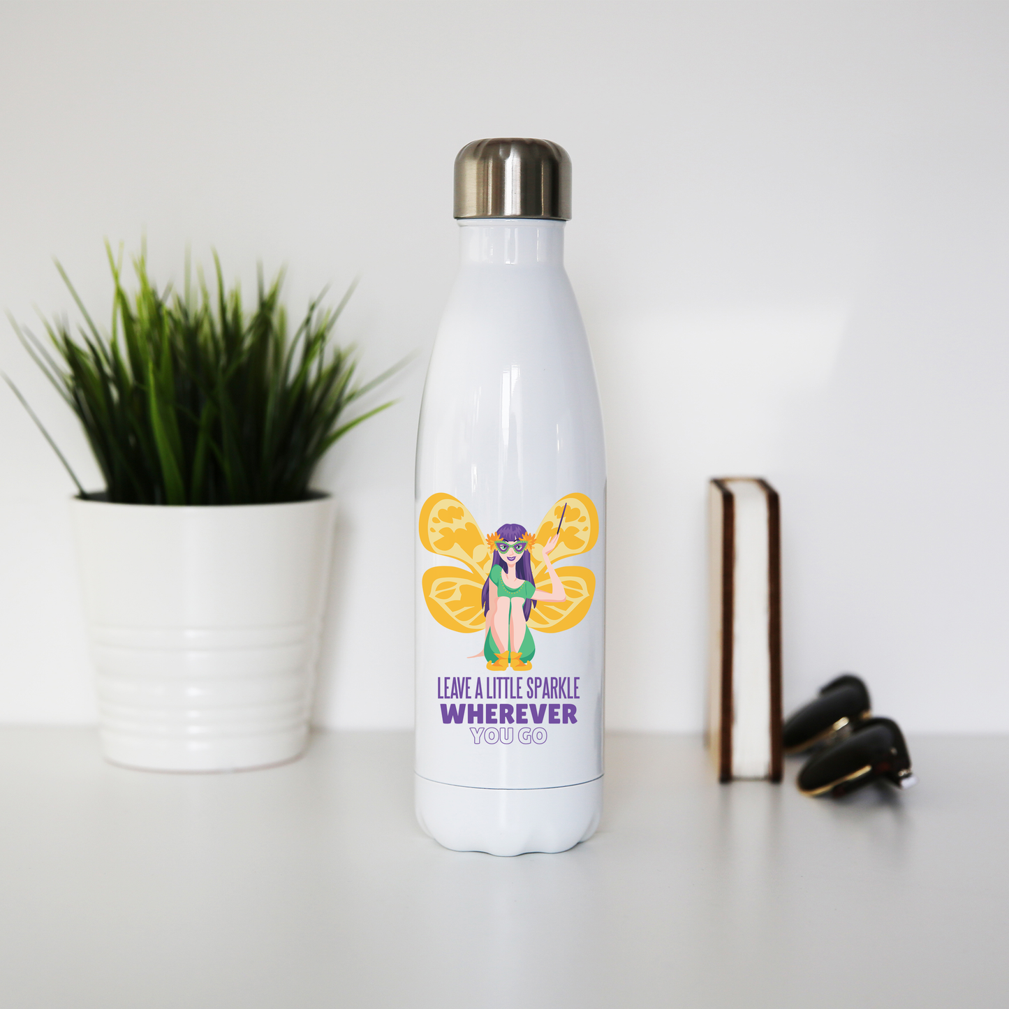 Mardi gras fairy water bottle stainless steel reusable