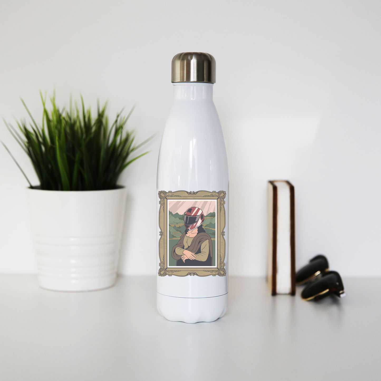 Mona lisa helmet water bottle stainless steel reusable