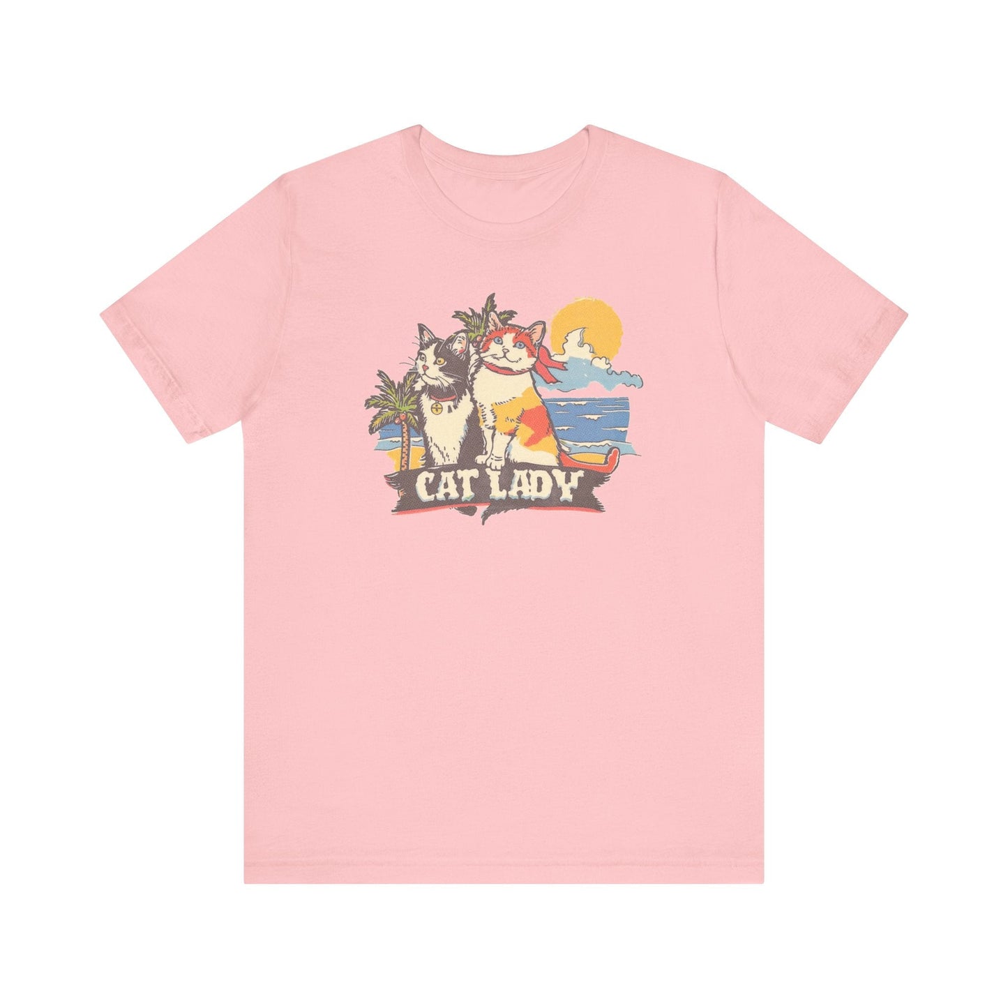 Cat Lady Beach T-Shirt - Fun Summer Feline Graphic Tee