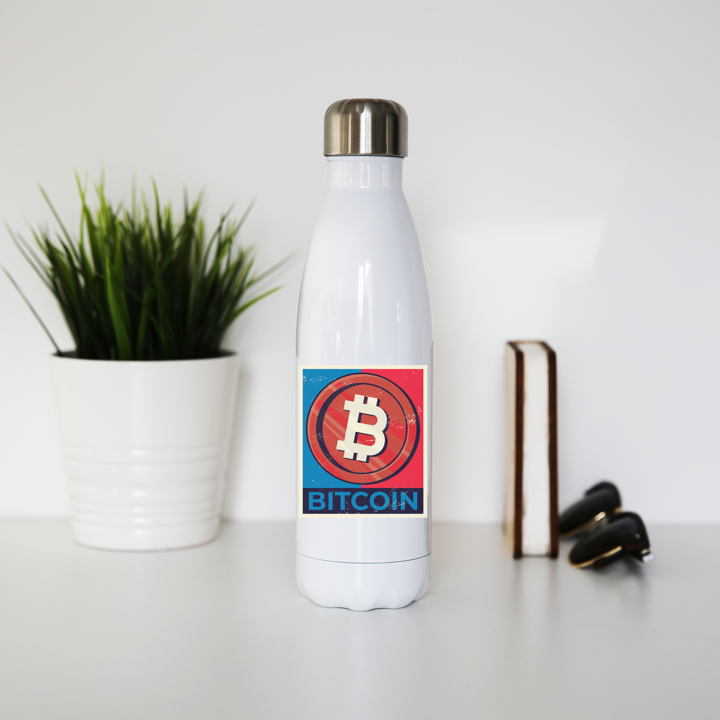 Bitcoin coin water bottle stainless steel reusable