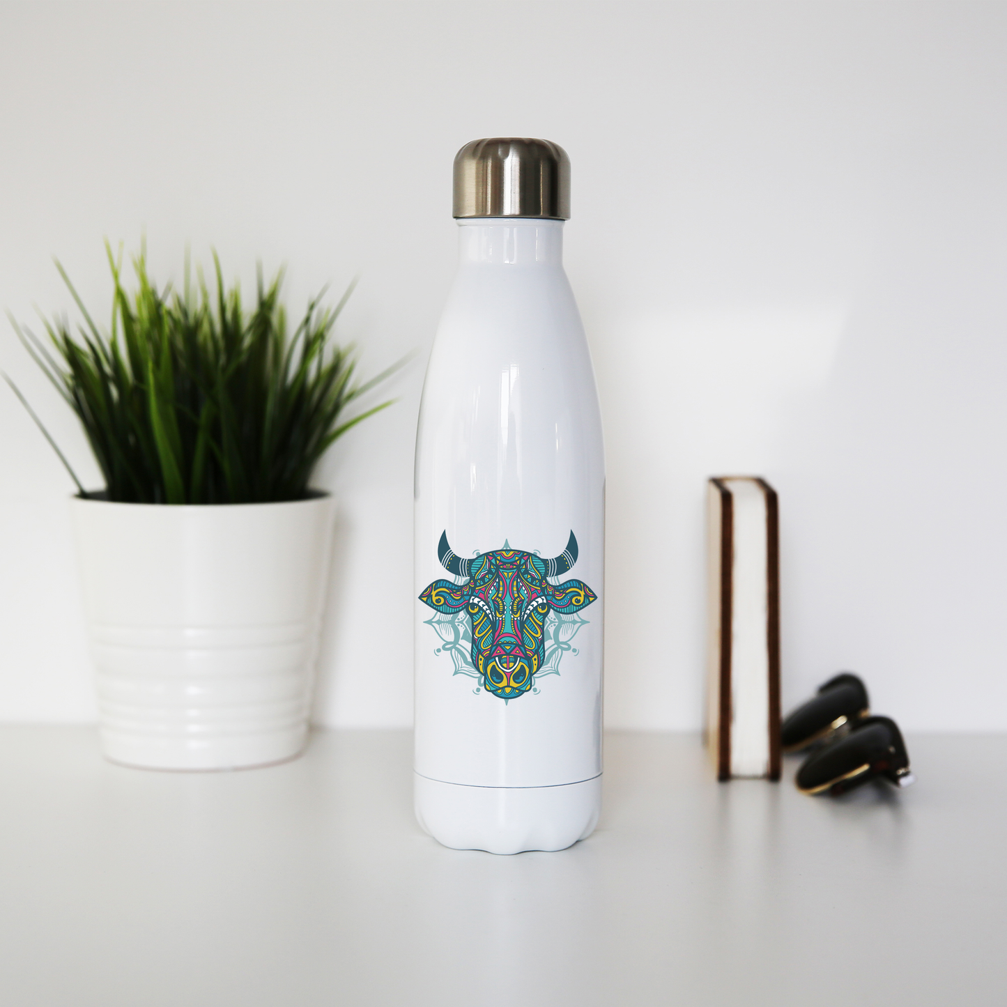 Mandala bull water bottle stainless steel reusable