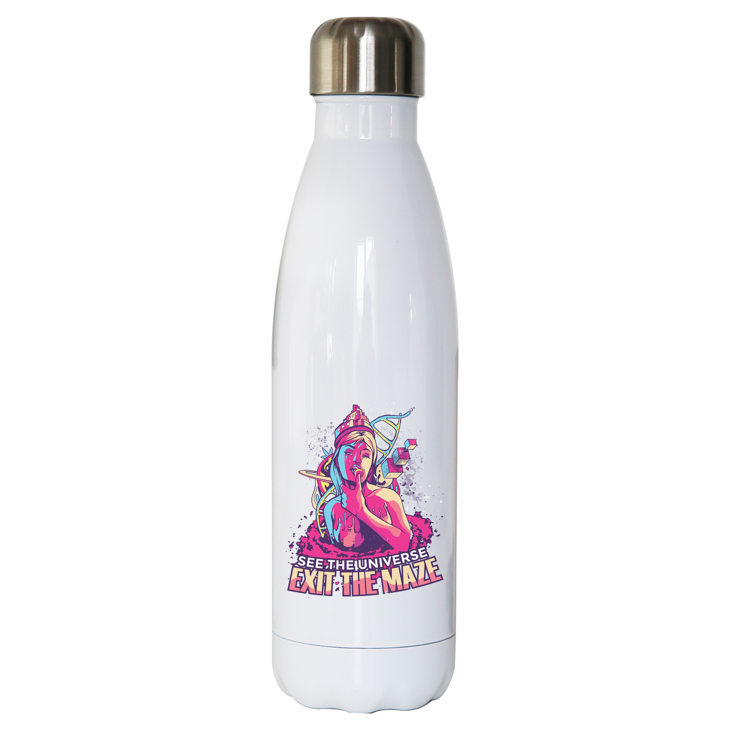 Trippy girl text water bottle stainless steel reusable