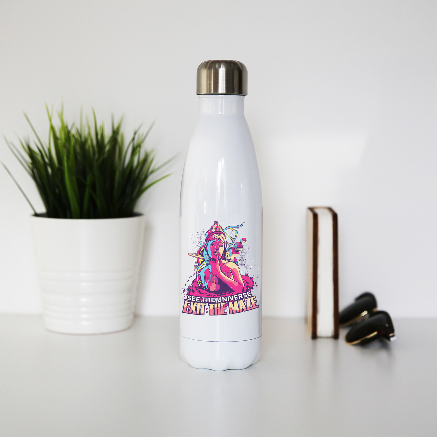 Trippy girl text water bottle stainless steel reusable