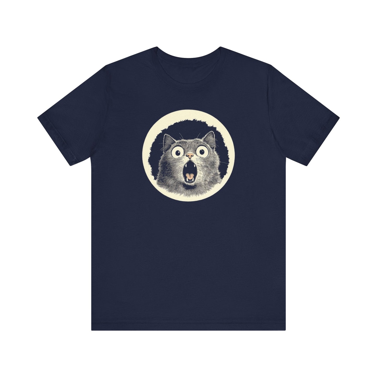 Shocked Cat Graphic Tee – Vintage Style Cat Lover Shirt