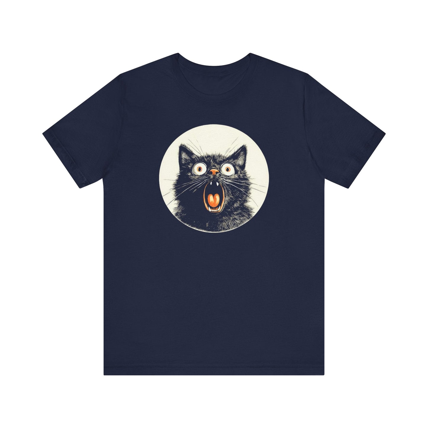 Shocked and Screaming Cat Graphic Tee – Vintage Style Cat Lover Shirt