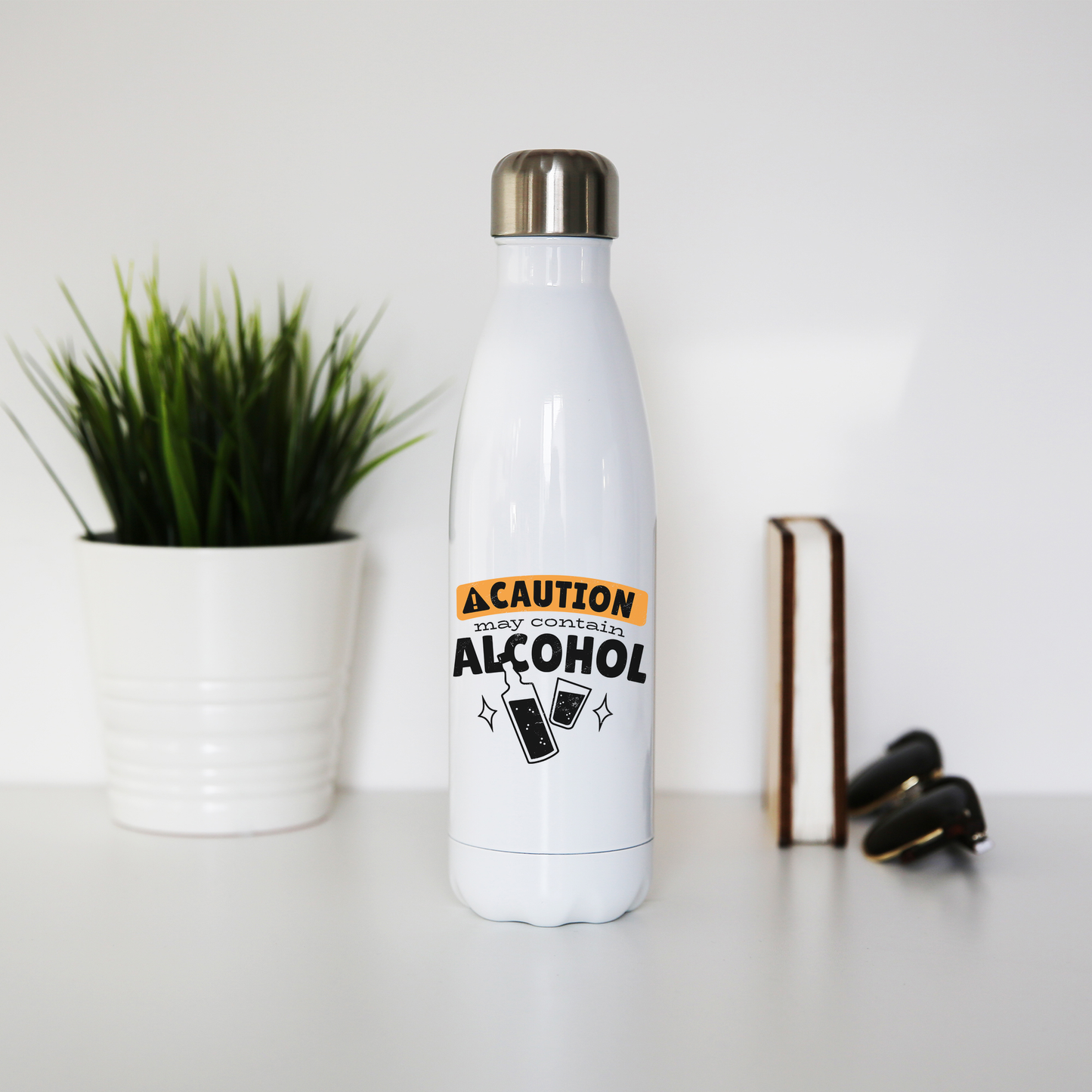 Alcohol caution water bottle stainless steel reusable