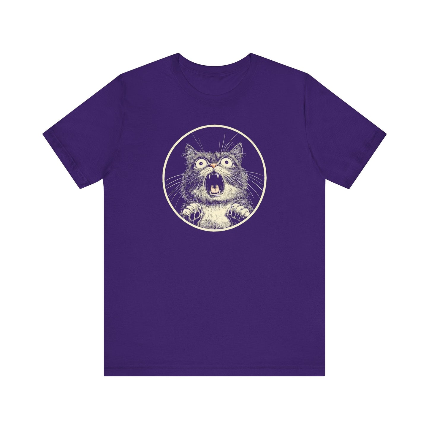 Shocked and Yelling Cat Graphic Tee – Vintage Style Cat Lover Shirt