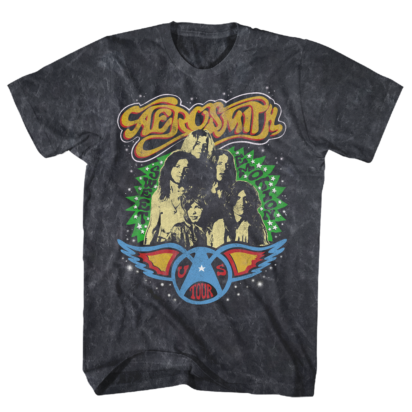 AEROSMITH SWEET EMOTION US TOUR BLACK MINERAL WASH T-SHIRT