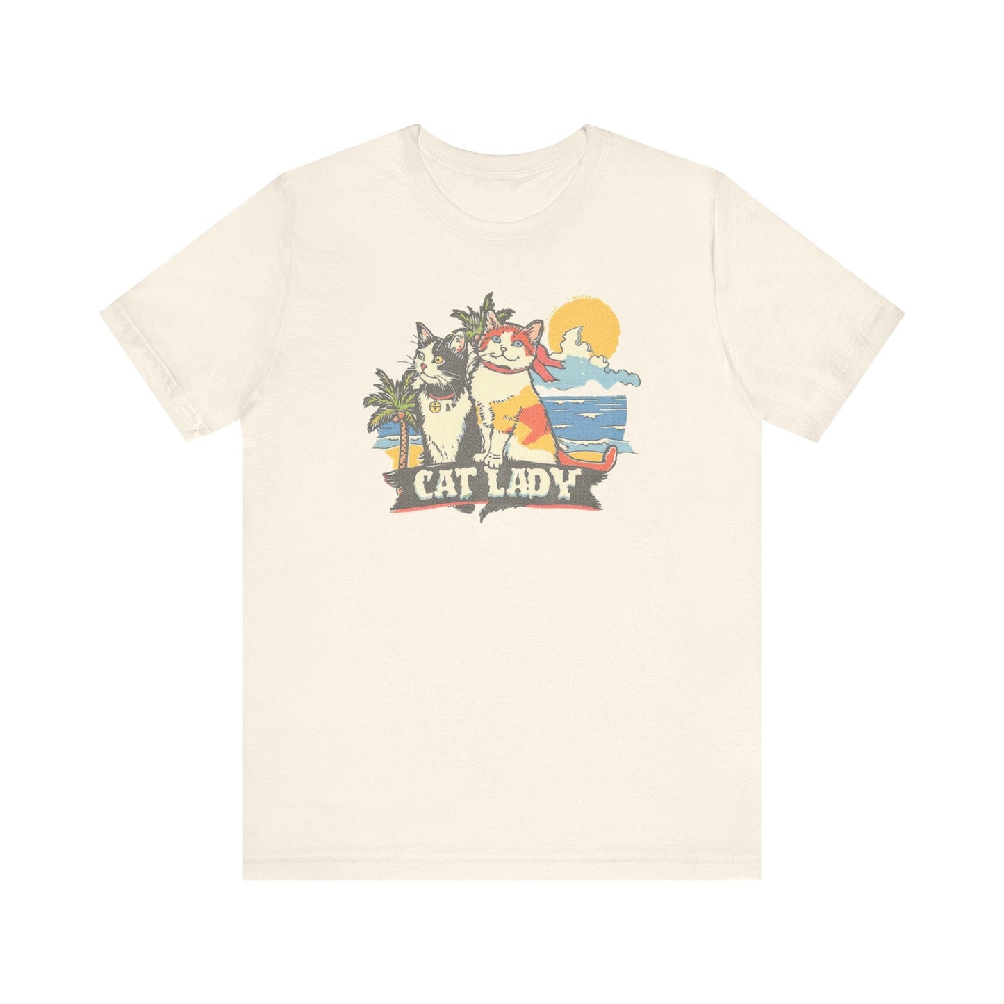 Cat Lady Beach T-Shirt - Fun Summer Feline Graphic Tee