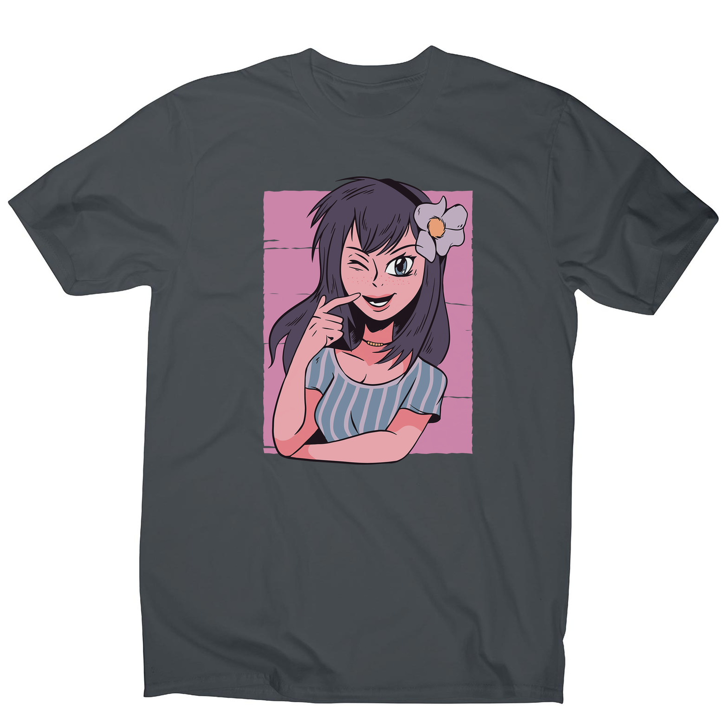Flower anime girl men's t-shirt
