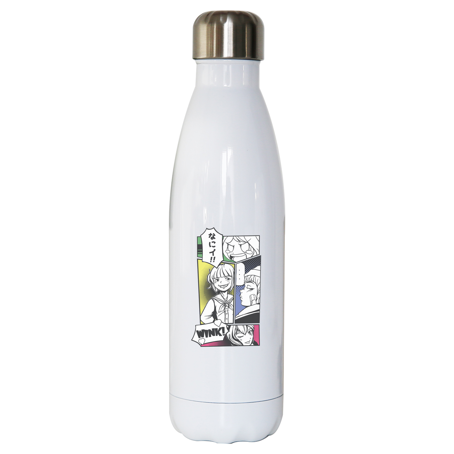 Manga panels water bottle stainless steel reusable