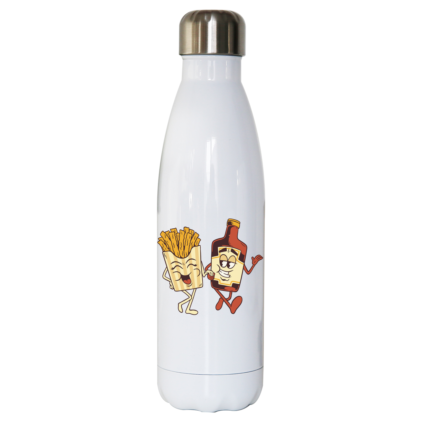 Fries and ketchup couple water bottle stainless steel reusable