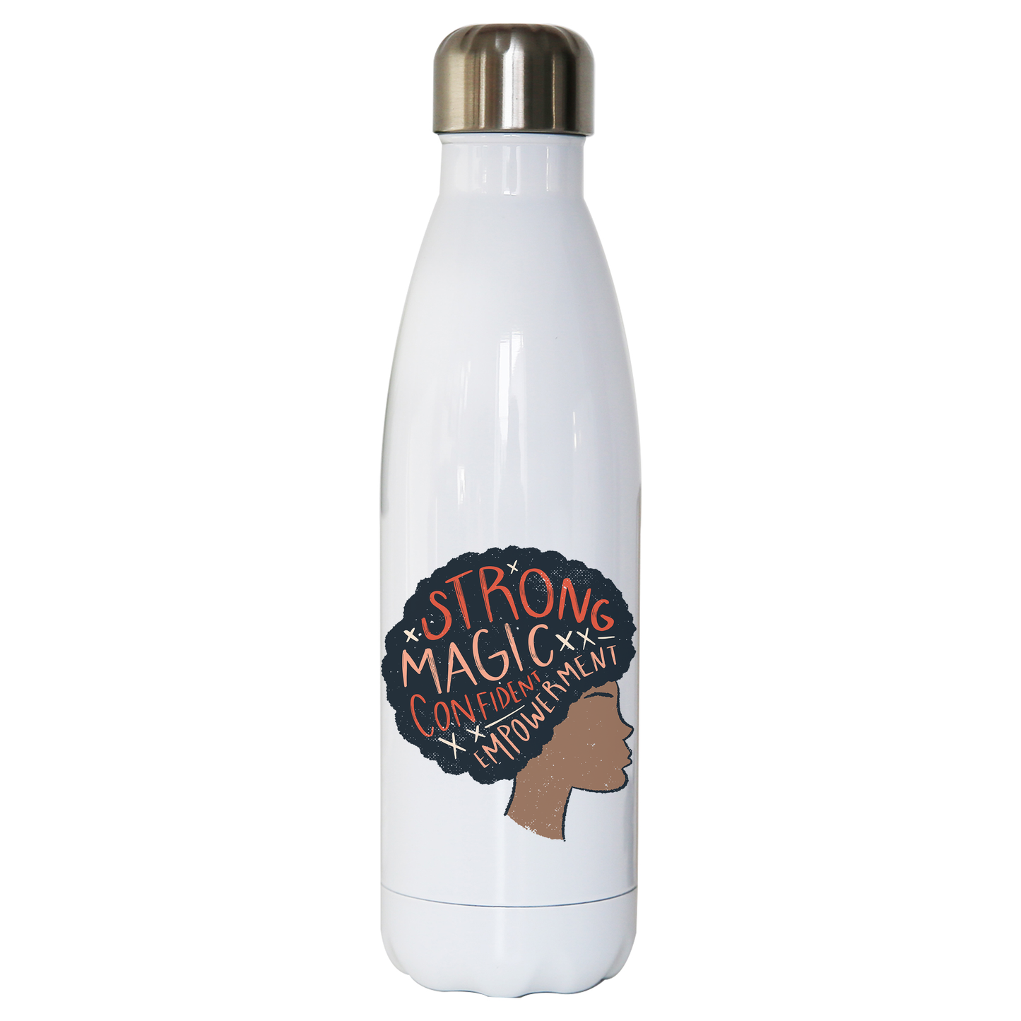 Proud afro woman quote water bottle stainless steel reusable