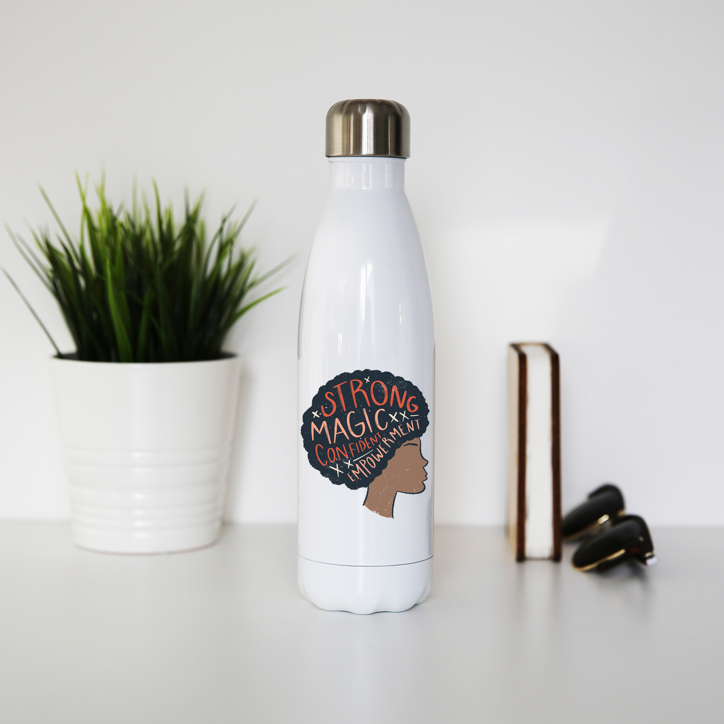 Proud afro woman quote water bottle stainless steel reusable