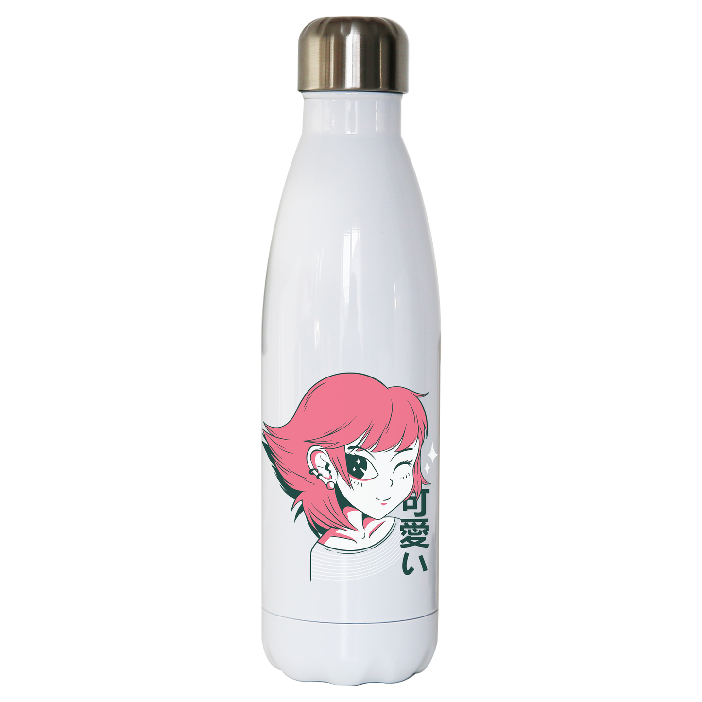 Kawaii anime girl water bottle stainless steel reusable