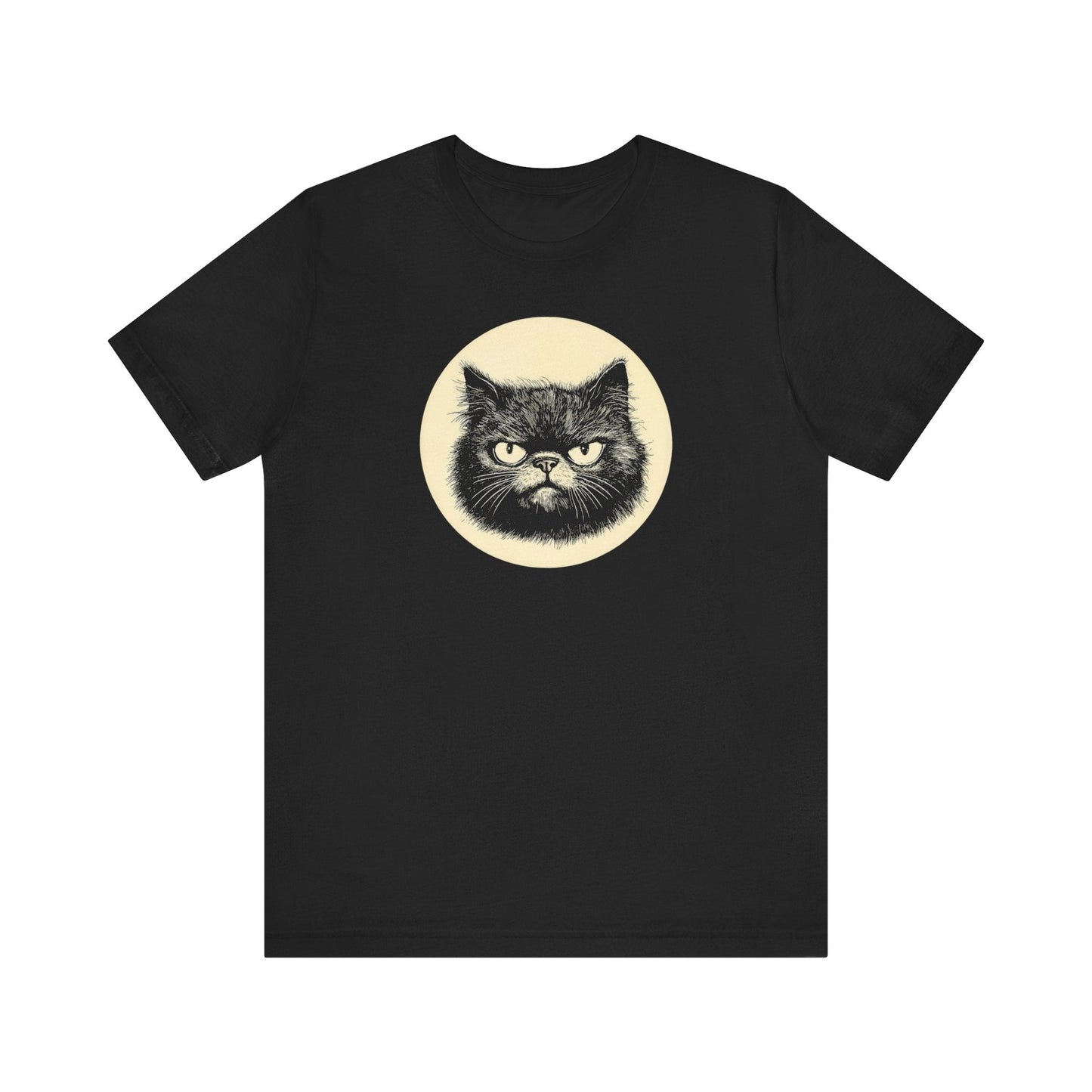 Grumpy Black Cat Graphic Tee – Vintage Style Cat Lover Shirt