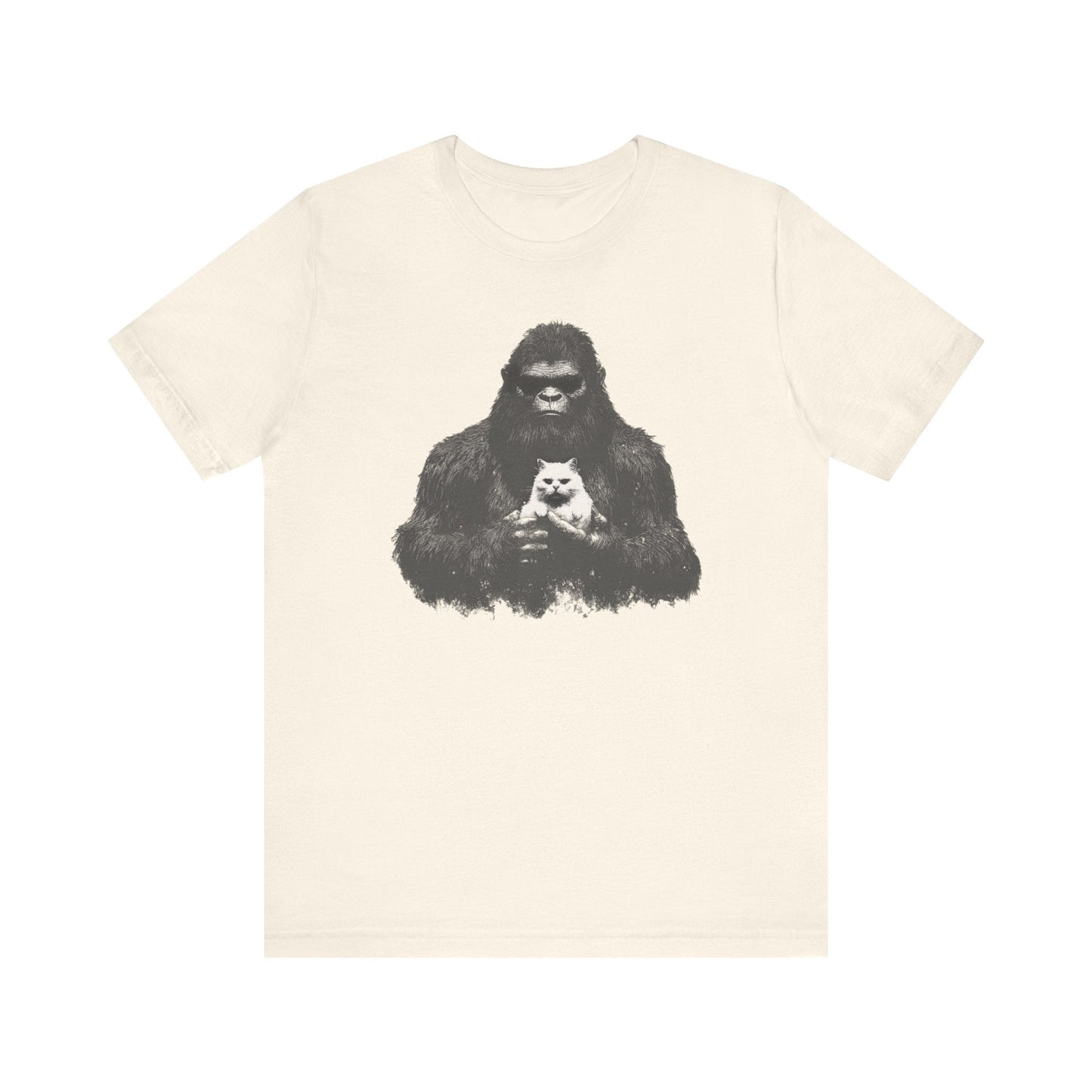 Bigfoot with Cat T-Shirt Funny Parody Design