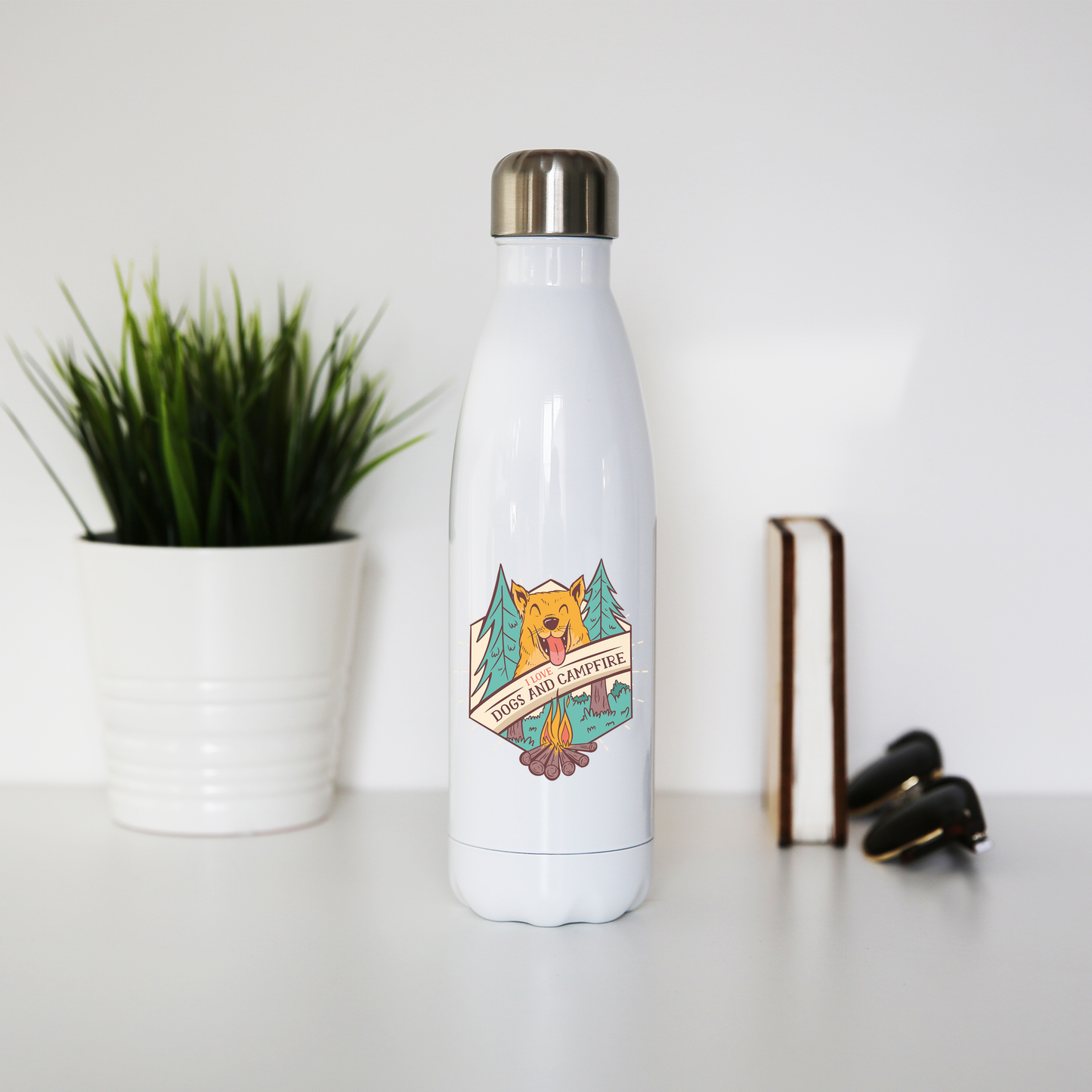 Dogs and campfire water bottle stainless steel reusable