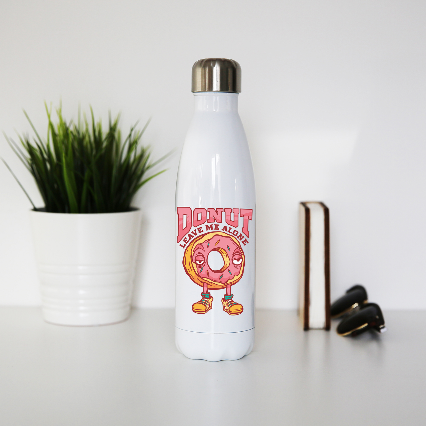 Donut leave me funny food water bottle stainless steel reusable