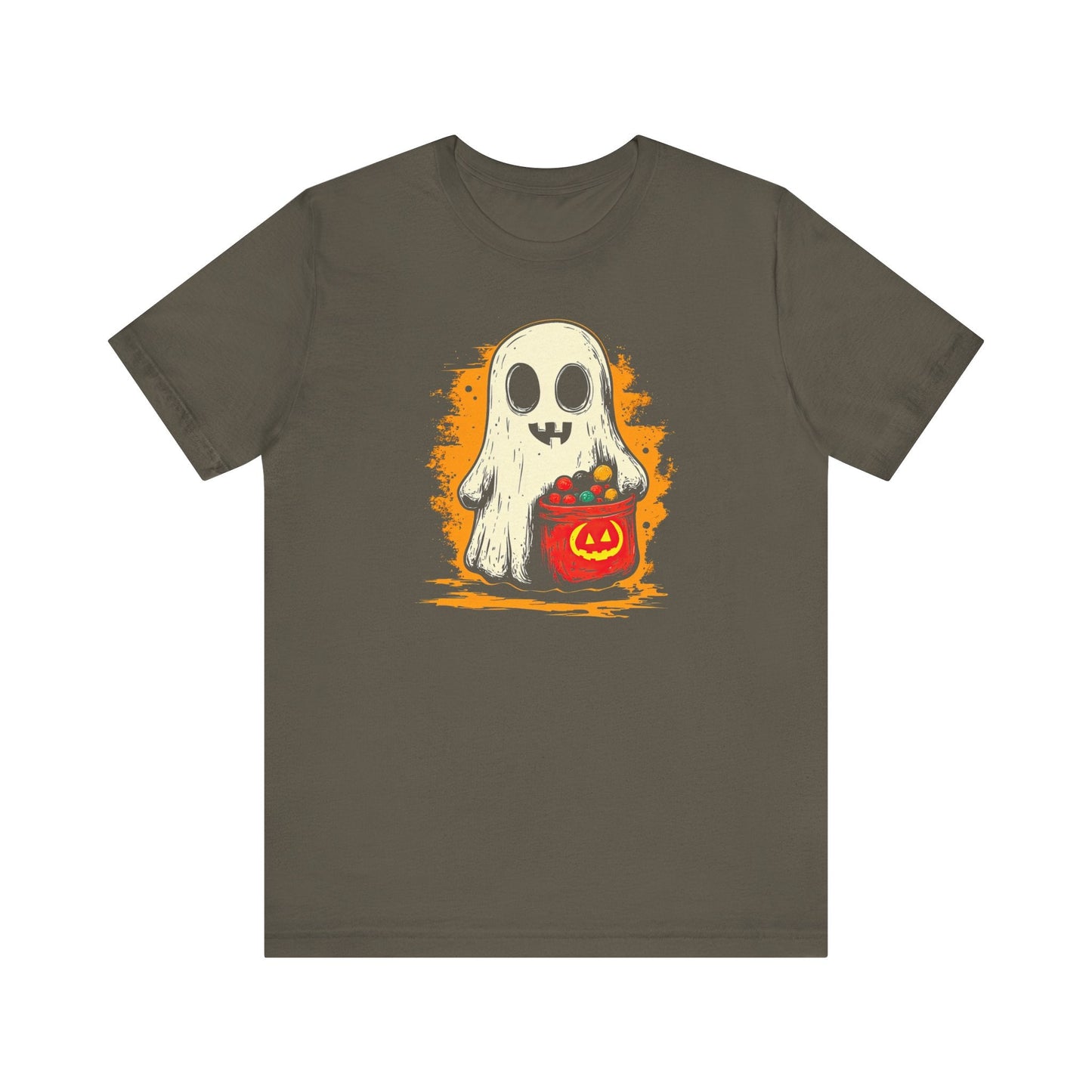 Cute Ghost Halloween Graphic Tee – Spooky Pumpkin Candy Design Shirt