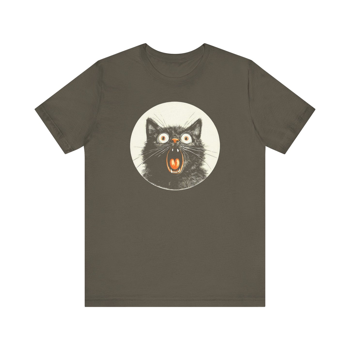 Shocked and Screaming Cat Graphic Tee – Vintage Style Cat Lover Shirt
