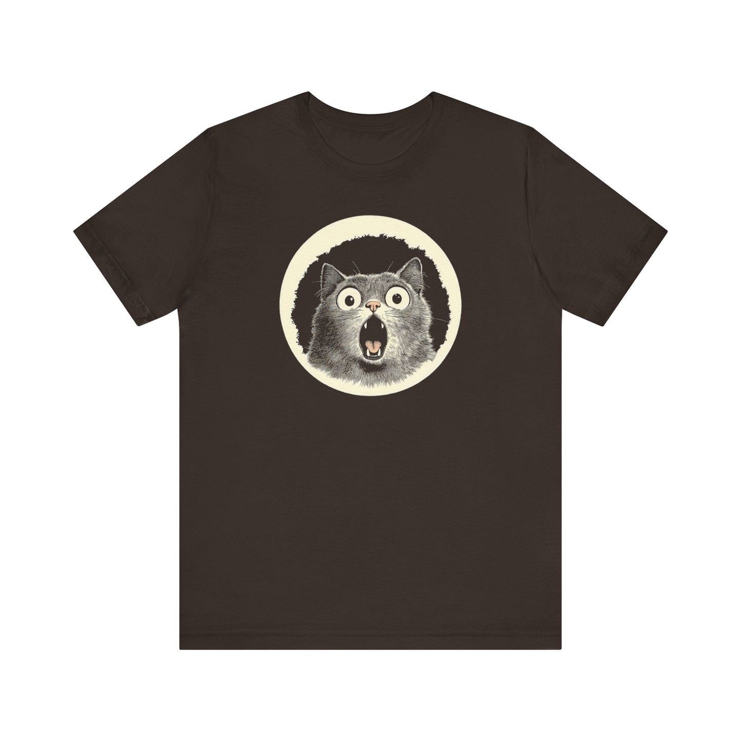 Shocked Cat Graphic Tee – Vintage Style Cat Lover Shirt